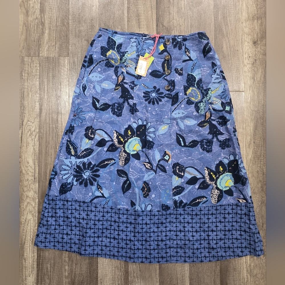 Nwt WHITE STUFF CHIARA LINEN SKIRT MIDI BLUE PAISLEY PRINT M Y2k Retro - Picture 11 of 16